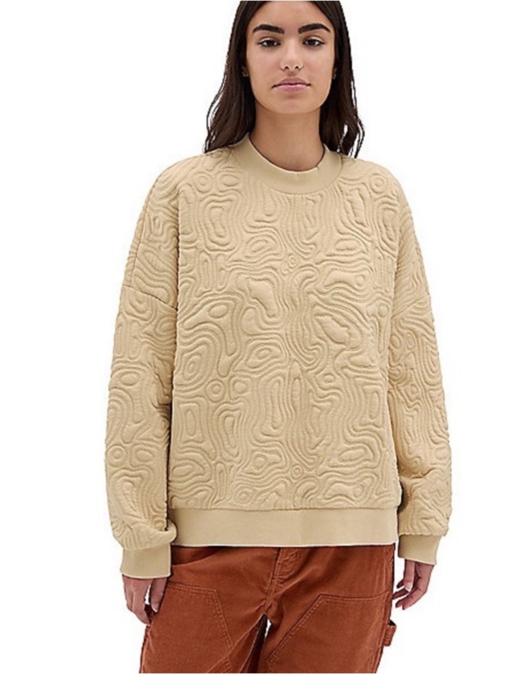 Vans Beige Crewneck Sweatshirt with Black Logo Tag